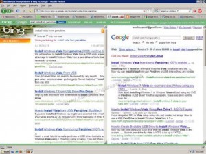 bing vs google search arama